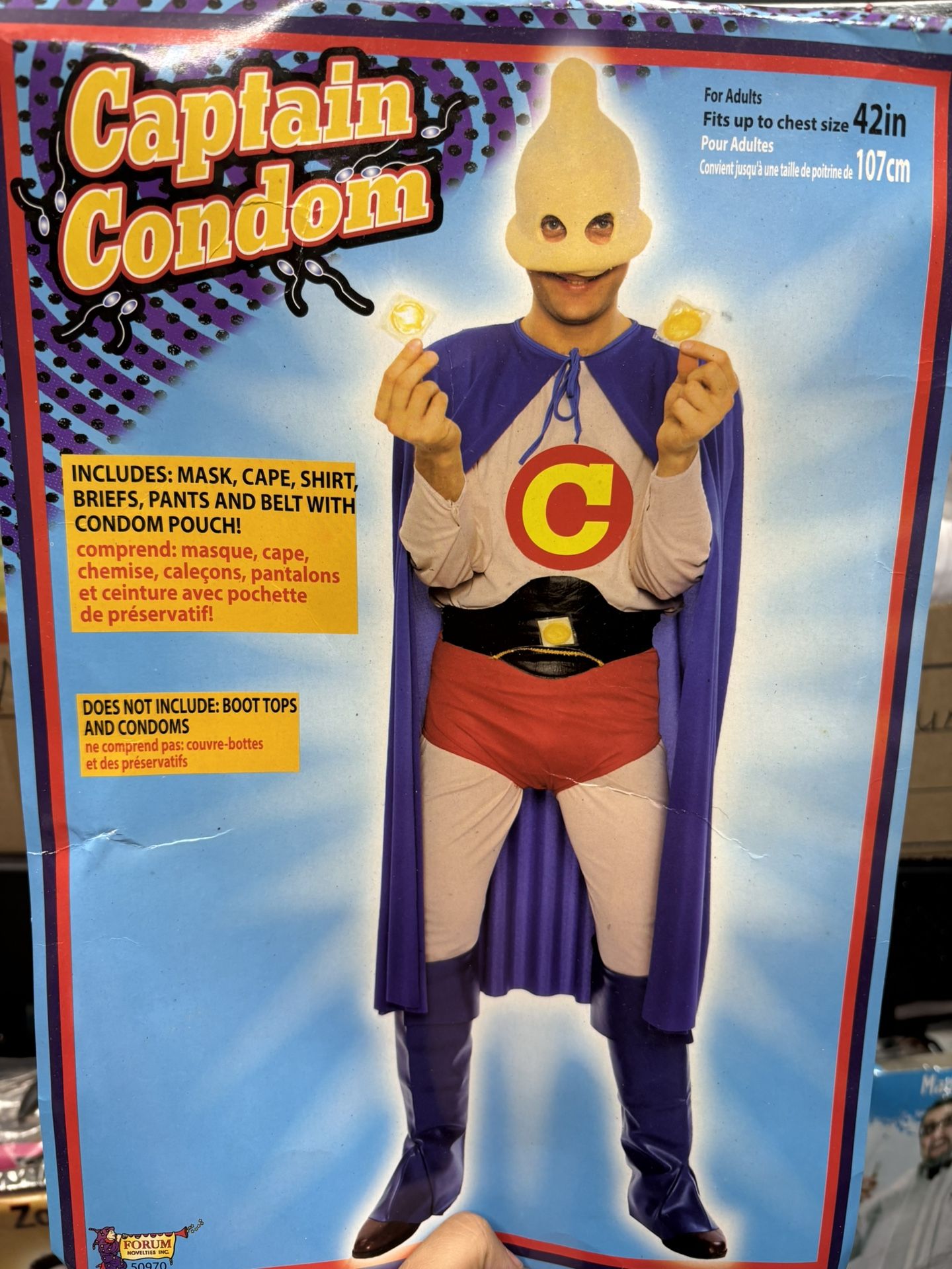 New, Captain C0nd0m Costume Size Is On The Package