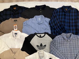 New & used 15 men’s long sleeve shirts &  pullover size 2 XL