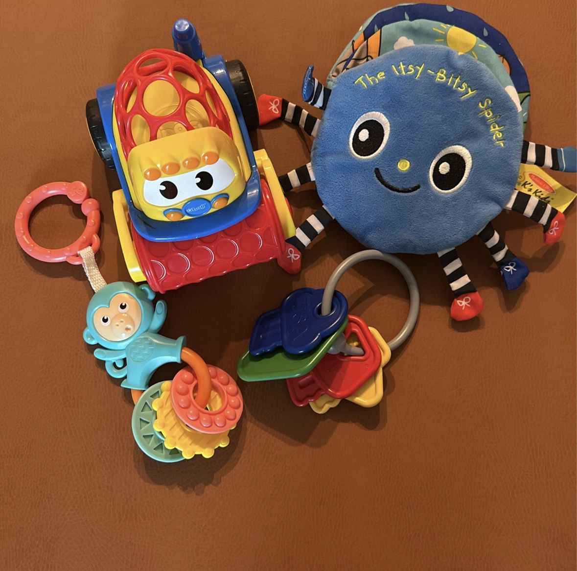 Baby Toys: Rattles, Soft Spider Book, OBall Car/bulldozer