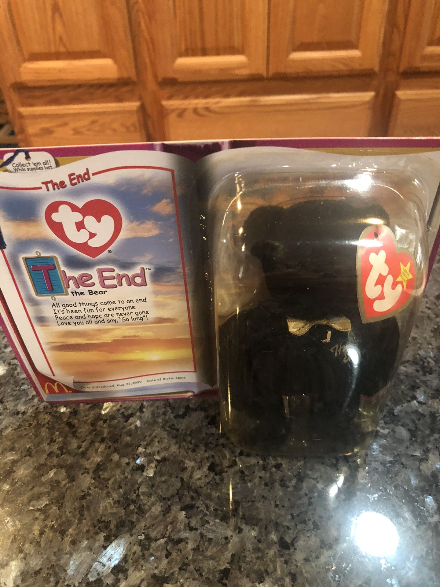 Vintage Rare McDonald’s “The End  Bear ” Ty Beanie Babie Bear .  Year 2000.   Brand new never opened.  Smoke free home 