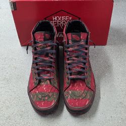 VANS House Of Terror x Sk8 Hi Nightmare On Elm Street Freddy Krueger Shoes Size 13
