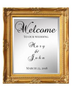Welcome wedding mirror sign 20x30 custom