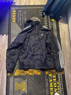 Adidas Black Windbreaker Jacket with Hood