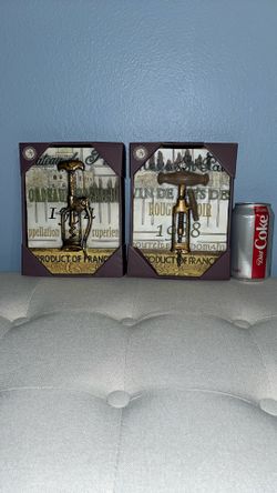 NEW! Pair of Wine 🍷 Cork Screws WALL  ART  PLAQUES DECOR Reg. Price $21.99 Each