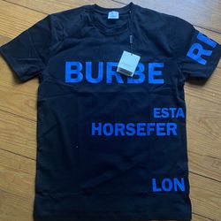 Burberry Graphic Print Crew Neck Men’s Tshirt XL Black And Blue