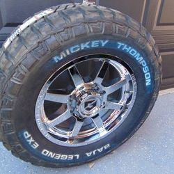 18X9 Chrome Rims 305 60 18 Mickey Thompson 12ply Tires *8X6.5* *+18MM


