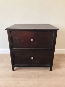 Dark Wood 2-Drawer Nightstand