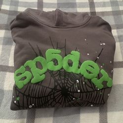 Sp5der Grey & Green Hoodie (CHECK DESCRIPTION)