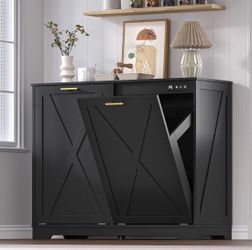 37” Double Tilt-Out Trash Can Cabinet with Odor Control & 2 Hidden Bins – Minor Scratch