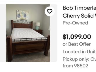 Bob, Timberlake, Queen, Cherry Bedframe And Two Nightstands