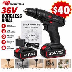 🔧 36V Cordless Drill Set – 2 Batteries + Charger – Brand New