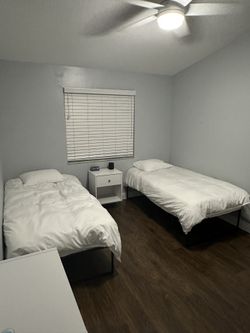 Twin 10" Memory Foam Mattress Set With Metal Bed Frames