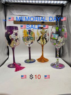 🇺🇸MEMORIAL DAY SALE 🇺🇸 Four unique Wine Glasses 🎉 🎉 Fun In The Sun 🎉 🎉