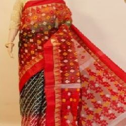 New With Tag Beautiful Black & Red Bengal Pure Handloom Cotton Jamdani Saree