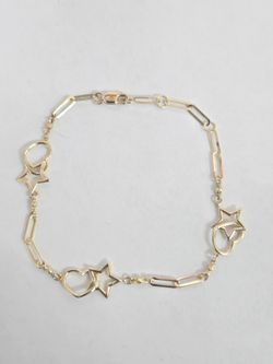 10kt Gold Star/Heart Bracelet 7"