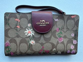 Coach Signature Floral Wristlet Wallet