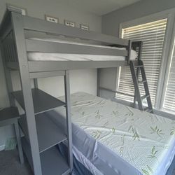 Maxwood Loft Bed W Bookshelf Snd Desk