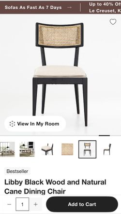 Crate and Barrel Libby Black Wood And Natural Dining Chairs Set