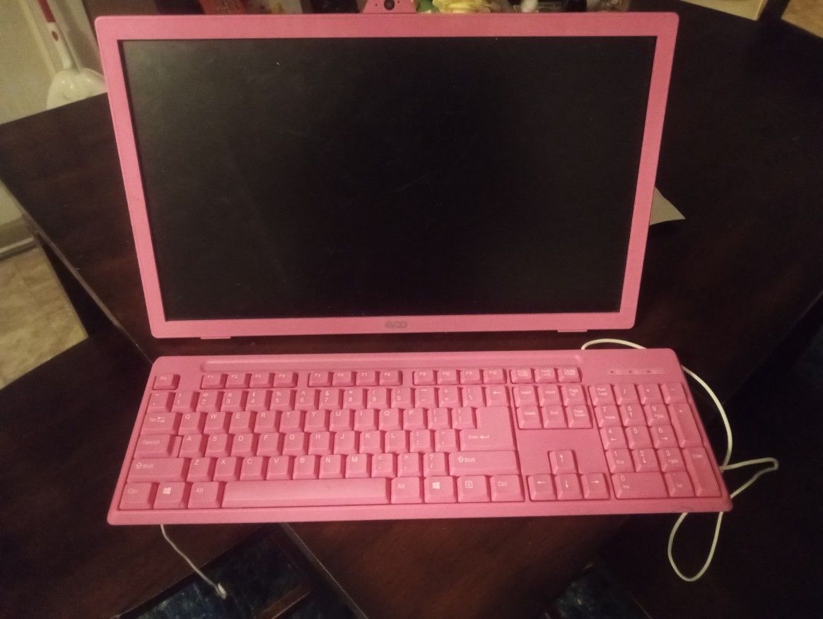 Pink All In One Desk Top Works Great