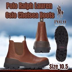 Polo Ralph Lauren Men's Oslo Brown Tumbled Leather Lug Chelsea Boots Size 10.5D 