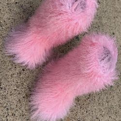 Pink Real Fur Boots Sizes 7&8