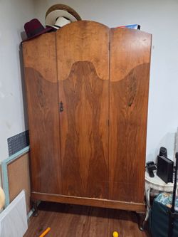 Vintage Walnut Double Door Wardrobe