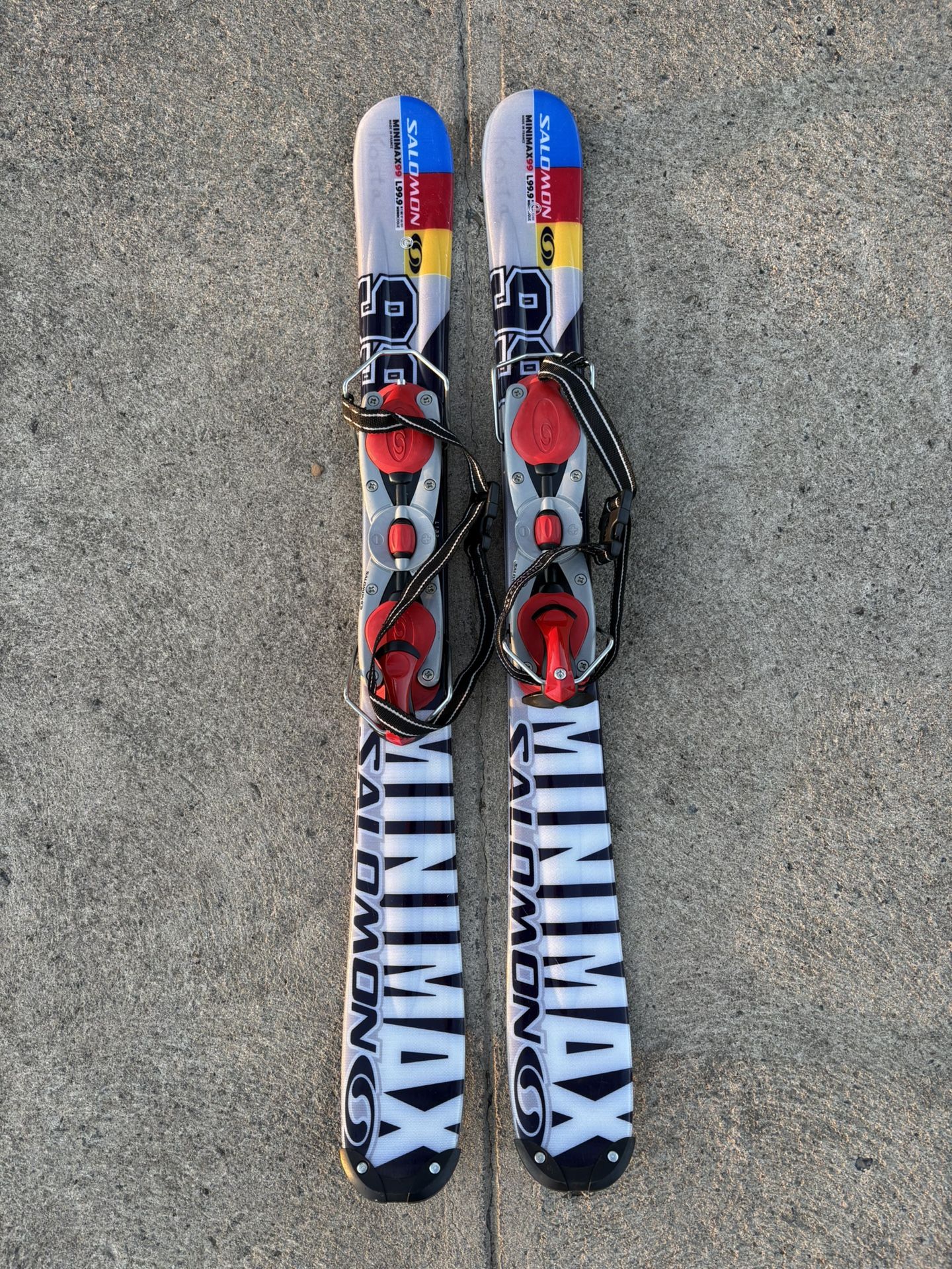 Brand New Salomon Micro Max Skis 100cm Fully Adjustable Binding Fits All Size Boots 🥾
