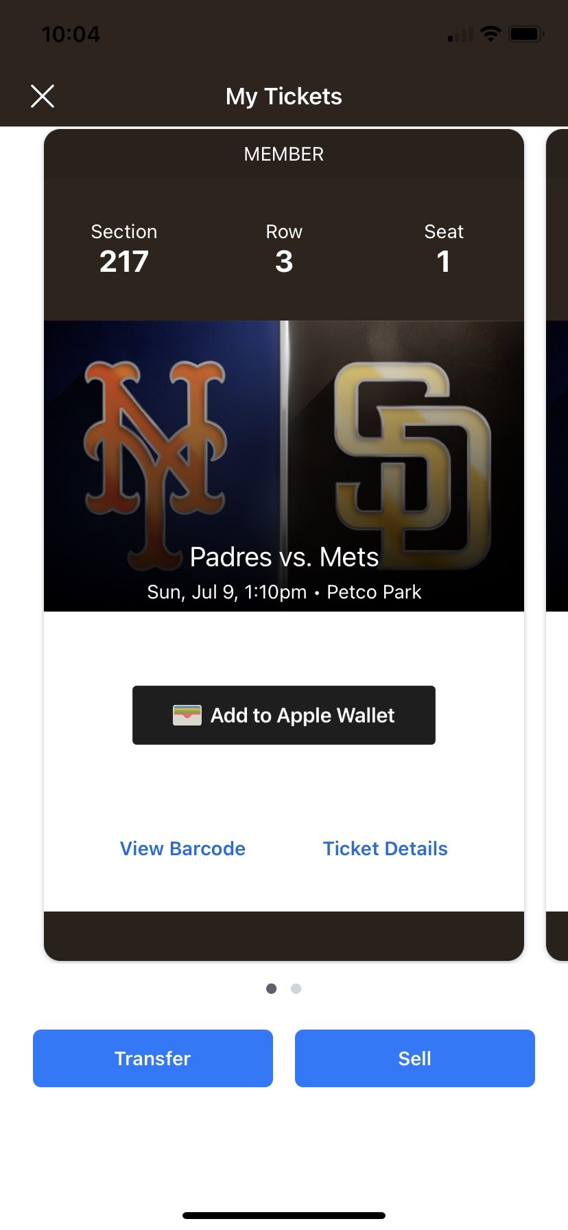 Padres vs Mets/ Sunday 7/9