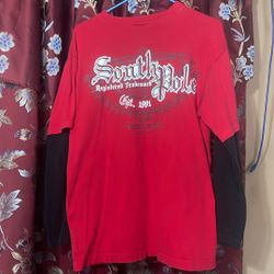 Red Southpole longsleeve with black arms