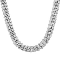 14K WHITE GOLD DIAMOND 22"/14MM PRONG CUBAN LINK CHAIN 34.57 CT Metal: 14K White Gold Total Carat Weight: 34.57 CT Color: G-H Clarity: VS2-SI Weight: 