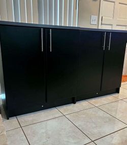 Pair Of Black Office Cabinets With Shelves