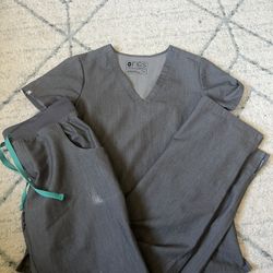 Figs Women’s Graphite Scrub Set Size XS/T Kade Cargo Pants And XS Casma Top