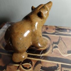 SOAPSTONE WALKING BEAR SCULPTURE BY WENDY HOOK 6"×4"×3"