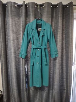 Vintage Teal London Fog By Wamsutta Trench Coat With Removable/Zipper Liner Coat