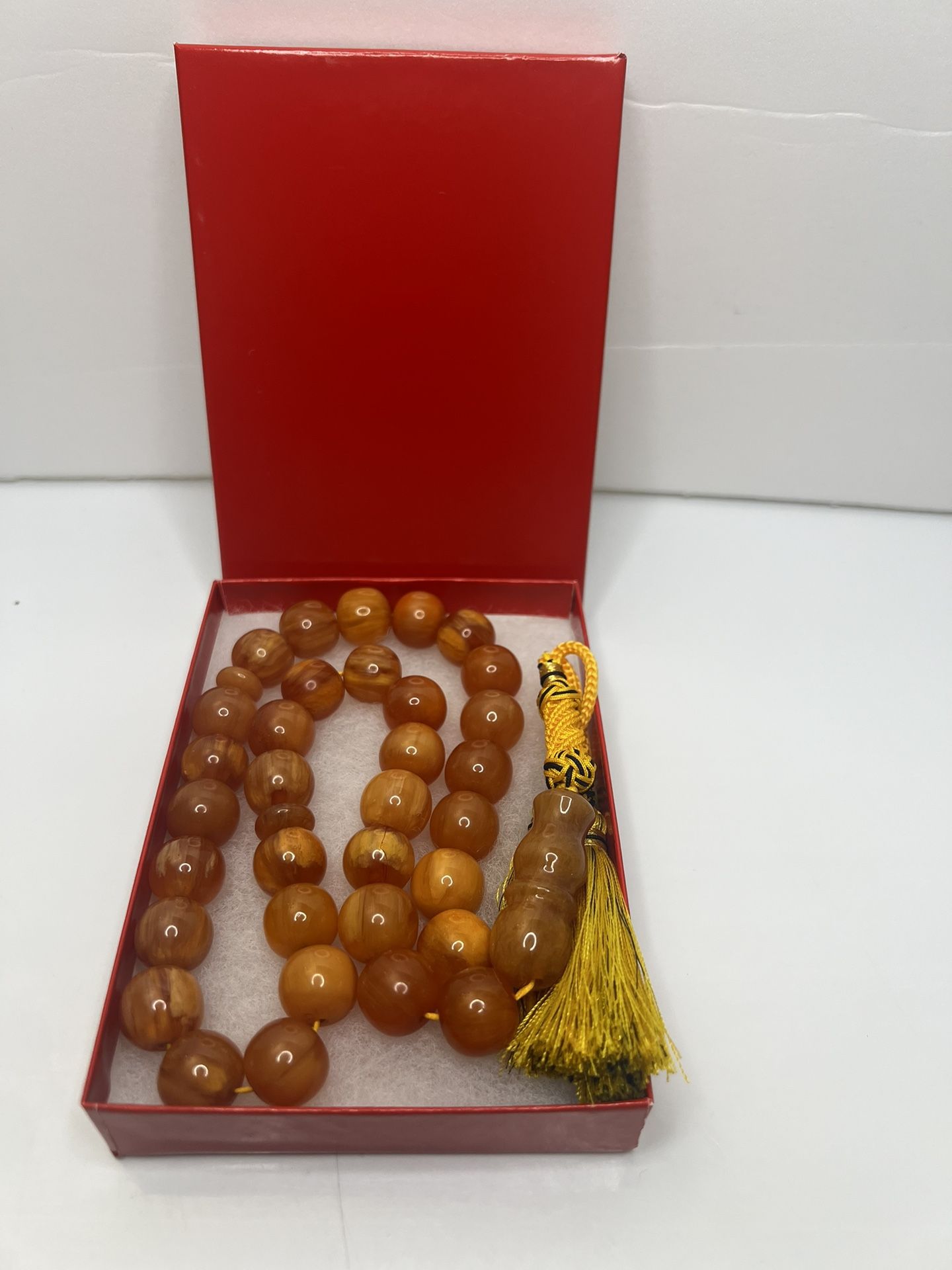 Rosary German Faturan Cherry Amber Bakelite 33 Prayer Beads