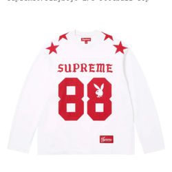Supreme X Playboy L/S Football Top Size Large, White/Red