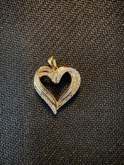 Heart Shaped 10 Karat Encrusted Solid Gold Pendant