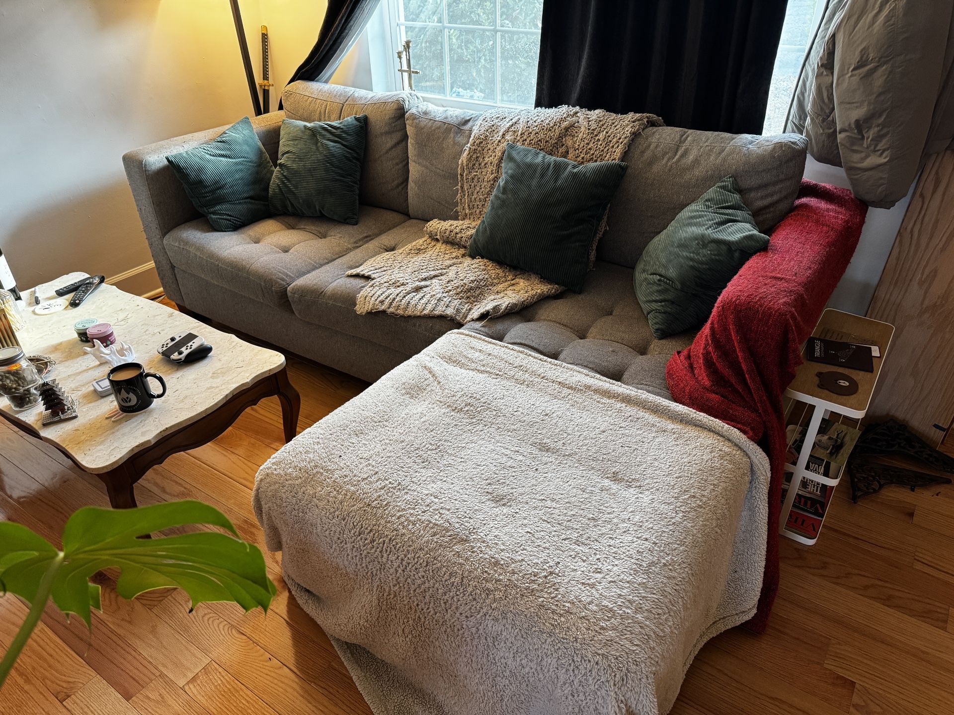 Gray L-shaped Lounger Couch