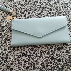 Tassel & Heart Charm Envelope Purse Long Wallet, Women's Elegant Artificial Leather Fold Wallet With Card Slots & Zipper Pocket