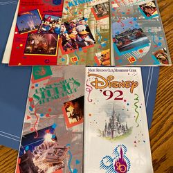 5  Disney World Vintage Theme park Brochures