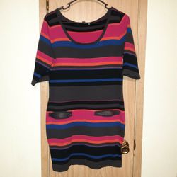 Ladies Striped Sweater Dress Size Large 
