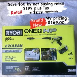 Ryobi 600psi 18volt Pressure Washer.  New Sealed Box Item.   See Photos For Information .