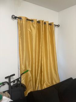 Mustard Satin Curtains  2 panels