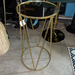 Gold Side Table With Mirrored Top