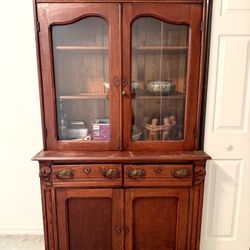 Solid Wood China Cabinet / Hutch with Glass Doors