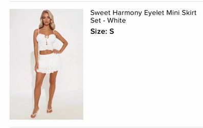 Fashion Nova Sweet Harmony Eyelet Mini Skirt Set – White – Size S – New