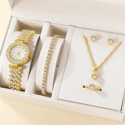 Watch Necklace Bracelet Earrings And Ring Set