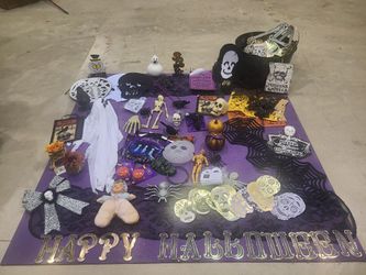 Halloween decor - skeletons, signs, pumpkins, & more