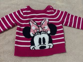 Gap Baby  Disney Minnie Mouse Pink & White Striped Sweater 6–12M