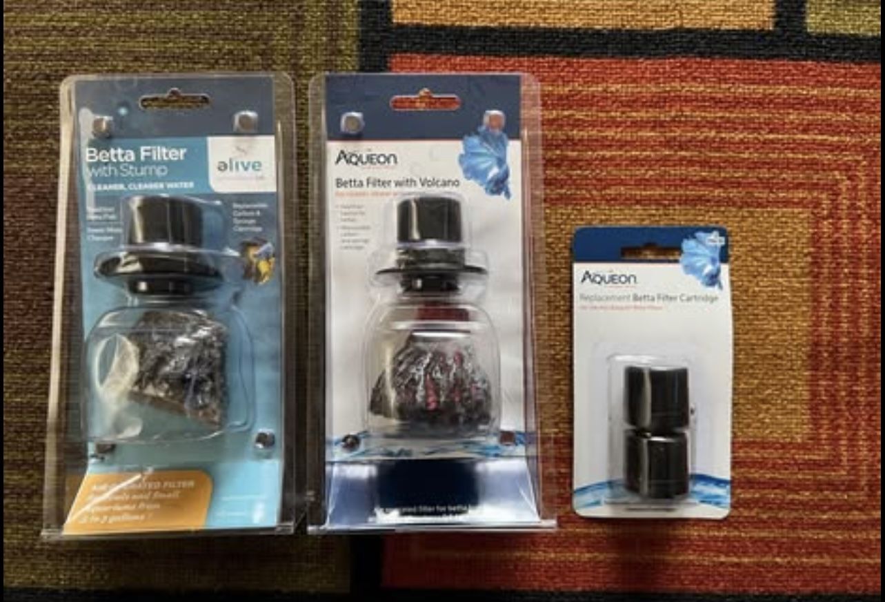 Aqueon Betta Filter Stump, Volcano, & Replacement Cartridges